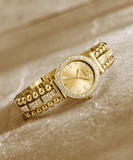 Guess Gala Diamonds Gold Dial Gold Steel Strap Watch for Women - GW0401L2