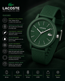 Lacoste 12.12 Green Dial Green Silicon Strap Watch for Men - 2011238