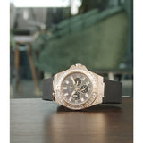Guess Venus Diamonds Black Dial Black Rubber Strap Watch for Women - GW0118L2