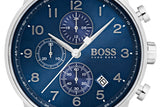 Hugo Boss Navigator Chronograph Blue Dial Silver Steel Strap Watch for Men - 1513498