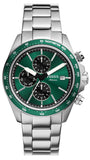 Fossil Autocross Green Dial Silver Steel Strap Watch for Men - BQ2878