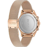 Hugo Boss Companion Chronograph Black Dial Rose Gold Mesh Strap Watch For Men - 1513548