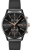 Hugo Boss Associate Chronograph Black Dial Black Mesh Bracelet Watch for Men - 1513769