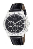 Hugo Boss Ikon Chronograph Black Dial Black Leather Strap Watch for Men - 1513178