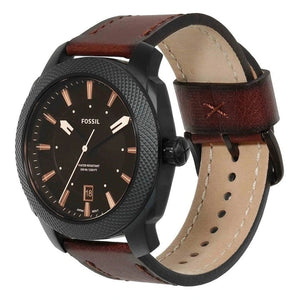 Fossil Machine Brown Dial Brown Leather Strap Watch for Men - FS5972