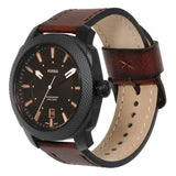 Fossil Machine Brown Dial Brown Leather Strap Watch for Men - FS5972