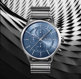 Hugo Boss Architectural Chronograph Blue Dial Grey Steel Strap Watch for Men - 1513574