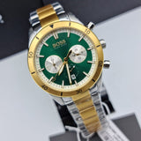 Hugo Boss Santiago Chronograph Green Dial Two Tone Steel Strap Watch for Men - 1513872