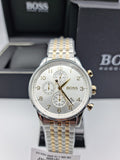 Hugo Boss Navigator Chronograph White Dial Two Tone Steel Strap Watch for Men - 1513499