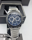 Hugo Boss Supernova Chronograph Blue Dial Silver Steel Strap Watch for Men - 1513360