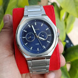 Fossil Evanston Blue Dial Silver Steel Strap Watch for Men - BQ2610