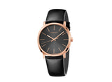 Calvin Klein Posh Black Dial Black Leather Strap Watch for Men - K8Q316C3