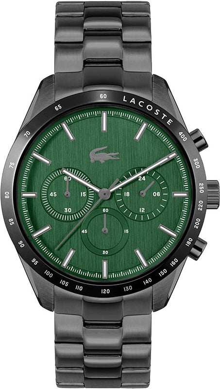 Lacoste Boston Green Dial Black Steel Strap Watch for Men - 2011270