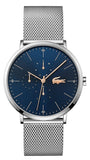 Lacoste Moon Blue Dial Silver Steel Strap Watch for Men - 2011024