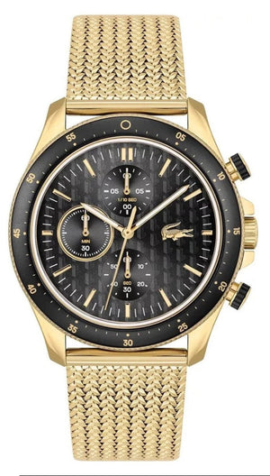 Lacoste Neoheritage Black  Dial Gold Steel Strap Watch for Men - 2011254