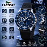 Lacoste Neoheritage Blue Dial Black Silicone Strap Watch for Men - 2011252
