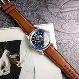 Fossil Heritage Blue Dial Brown Leather Strap Watch for Men - ME3263