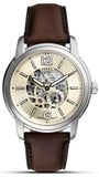 Fossil Heritage White Dial Brwon Leather Strap Watch for Men - ME3264