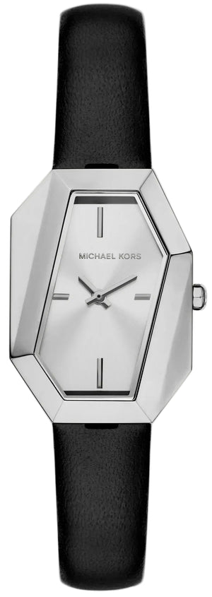 Michael Kors Suri Silver Dial Black Leather Strap Watch for Women - MK4881