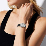 Michael Kors Suri Silver Dial Black Leather Strap Watch for Women - MK4881