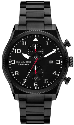 Michael Kors Panorama Black Dial Black Steel Strap Watch for Men - MK9198