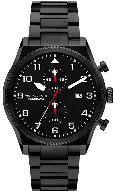 Michael Kors Panorama Black Dial Black Steel Strap Watch for Men - MK9198