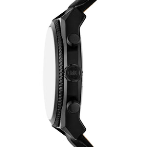 Michael Kors Panorama Black Dail Black Leather Strap Watch for Men - MK9201
