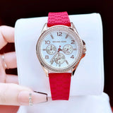 Michael Kors Pilot White Dial Rose Red Silicone Strap Watch for Women - MKO1005