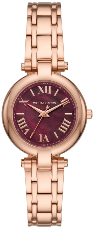 Michael Kors Laney Purple Dial Rose Gold Steel Strap Watch for Women - MKO1084