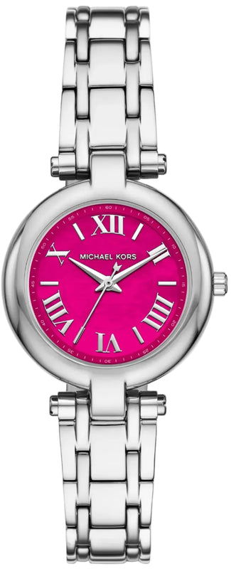 Michael Kors Laney Pink Dial Silver Steel Strap Watch for Women - MKO1127