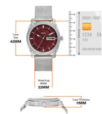Fossil Machine Red Dial Silver Steel Strap Watch for Men - FS6014