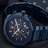 Maserati Stile Chronograph Blue Dial Blue Steel Strap Watch For Men - R8873642008
