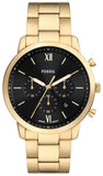 Fossil Neutra Black Dial Gold Steel Strap Watch for Men - FS6093