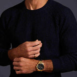 Fossil Neutra Black Dial Gold Steel Strap Watch for Men - FS6093