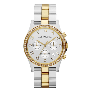 Marc Jacobs Henry Chronograph Silver Dial Two Tone Steel Strap Watch for Women - MBM3197