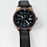 Lacoste Continental Black Dial Black Leather Strap Watch for Men - 2011042