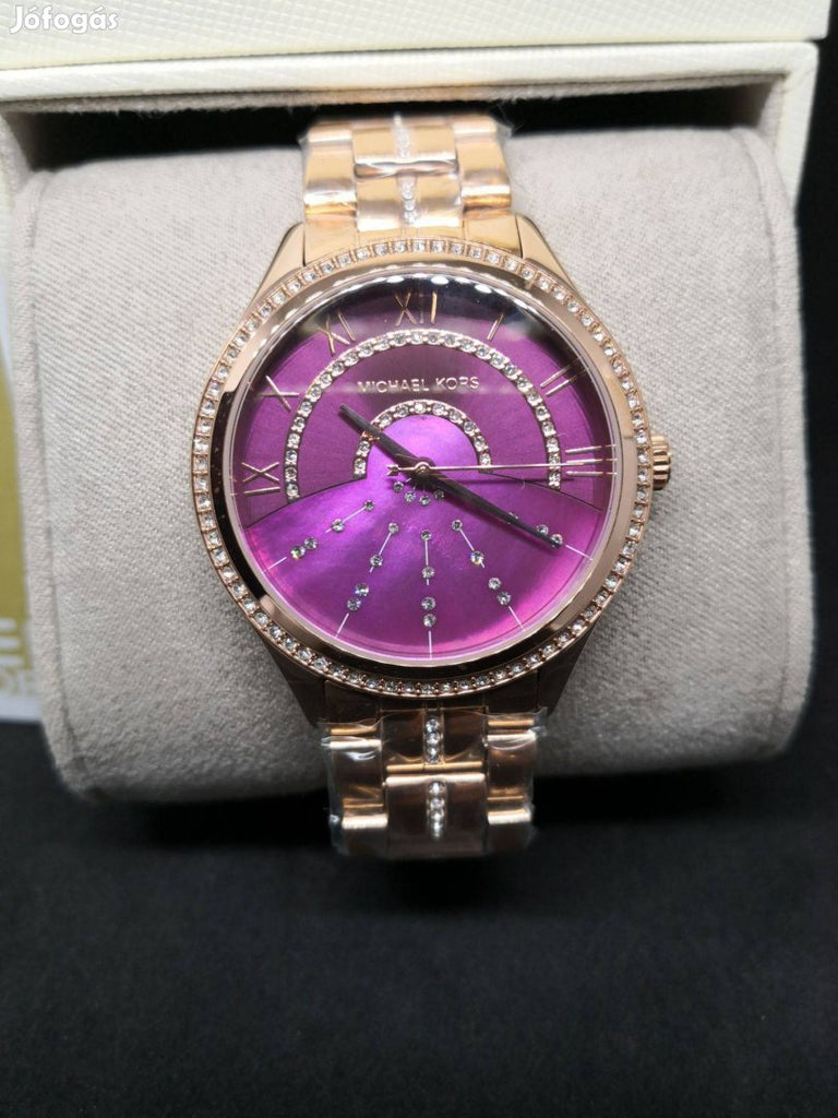 Michael Kors Lauryn Pink Dial Rose Gold Steel Strap Watch for Women - MK3722