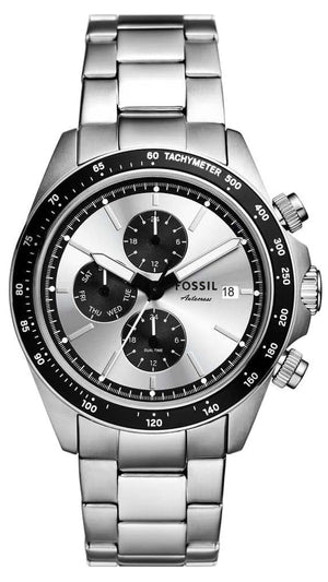 Fossil Autocross Silver Dial Silver Steel Strap Watch for Men - BQ2873