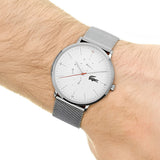 Lacoste Moon White Dial Silver Steel Strap Watch for Men - 2011025