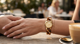 Michael Kors Petite Lock Gold Dial Two Tone Metal Chain Strap Watch for Women  - MKO1149