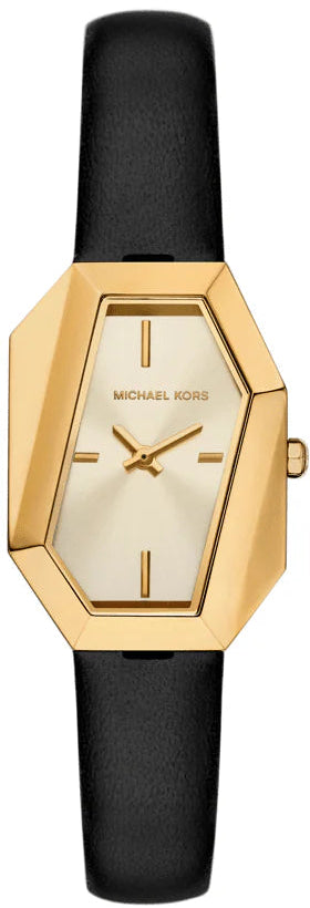 Michael Kors Suri Gold Dial Black Leather Strap Watch for Women - MK4880