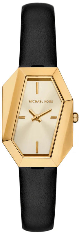 Michael Kors Suri Gold Dial Black Leather Strap Watch for Women - MK4880