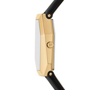 Michael Kors Suri Gold Dial Black Leather Strap Watch for Women - MK4880