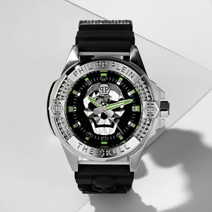 Philipp Plein The Skull Black Dial Black Silicone Strap Watch for Men - PWAAA0121