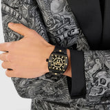 Philipp Plein Hexagon Phantom Black Dial Black Silicone Strap Watch For Men- PWPUA0224