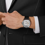 Philipp Plein Skeleton Spectre Silver Dial Black Silicone Strap Watch For Men- PWRAA0123