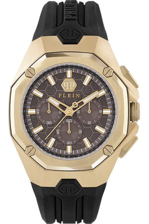 Philipp Plein Hyper Sport Chronograph Brown Dial Black Silicone Strap Watch for Men - PWTBA0423
