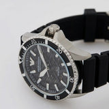 Emporio Armani Sea Explorer Meccanico Automatic Black Dial Black Silicone Strap Watch For Men - AR60062