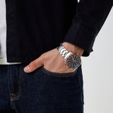 Fossil Bannon Blue Dial Silver Steel Strap Watch for Men - BQ2771