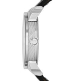 Diesel Mini Daddy Black Silver Dial Black Leather Strap Watch For Men - DZ7307